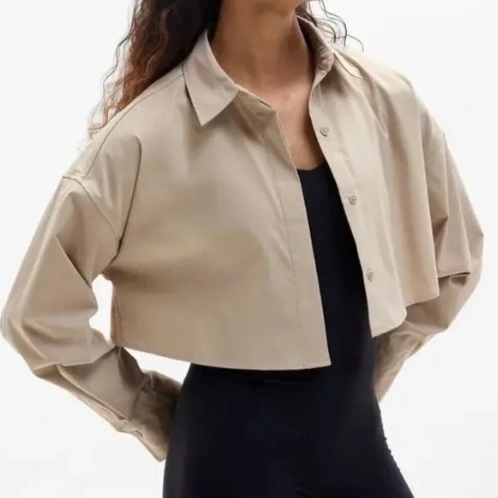 NWT Athleta Midday Ultra Cropped Shirt Tan Large